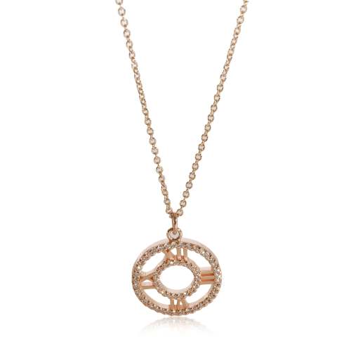 Tiffany & Co. Atlas Diamond  Pendant in 18k Rose Gold 0.24 Ctw on a Chain