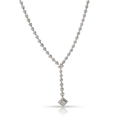 Tiffany & Co. Grace Necklace with Princess Cut Pendant in Platinum, 4.10 Ctw