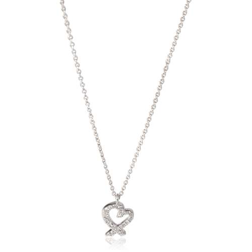 Tiffany & Co. Paloma Picasso Loving Heart Pendant 18K White Gold  0.12 CTW