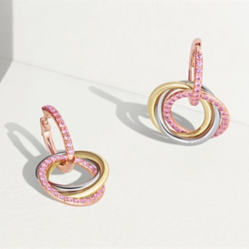 Cartier Triple Ring Pink Diamond Earrings