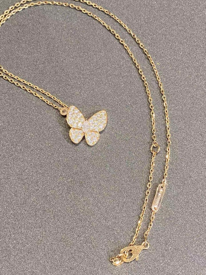 Van Cleef & Arpels Butterfly Necklace with Diamonds, Two Butterfly pendant
