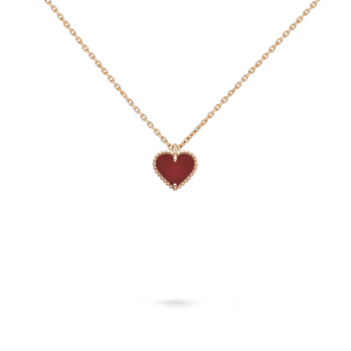 Van Cleef & Arpels Carnelian Heart Necklace, Sweet Alhambra heart pendant