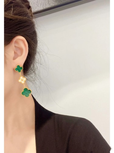 Van Cleef & Arpels Triple Clover Stud Earrings, Magic Alhambra earrings, 3 motifs