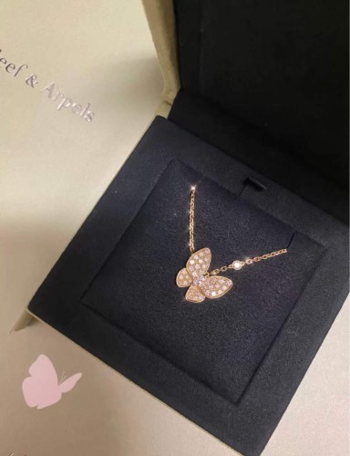 Van Cleef & Arpels Butterfly Necklace with Diamonds, Two Butterfly pendant