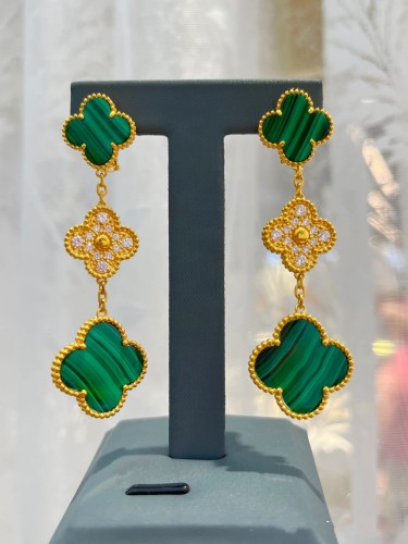 Van Cleef & Arpels Triple Clover Stud Earrings, Magic Alhambra earrings, 3 motifs