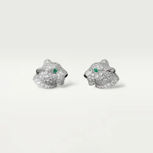Cartier Leopard Head Stud Earrings Full of Diamonds,PANTHÈRE DE CARTIER EARRINGS