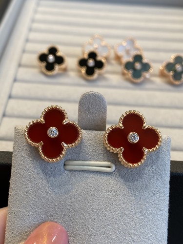 Van Cleef & Arpels Clover Earrings with Diamonds, Vintage Alhambra earrings