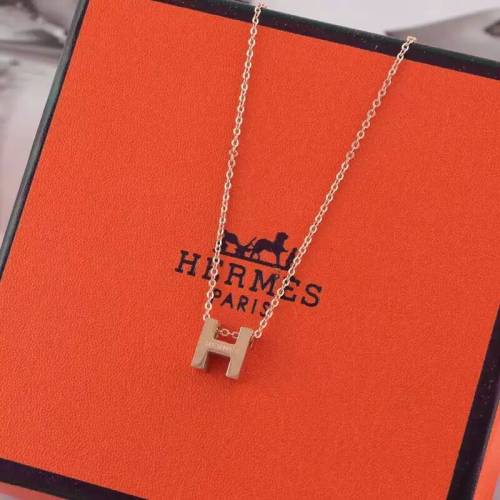 Hermes “H” Necklace Pink Gold