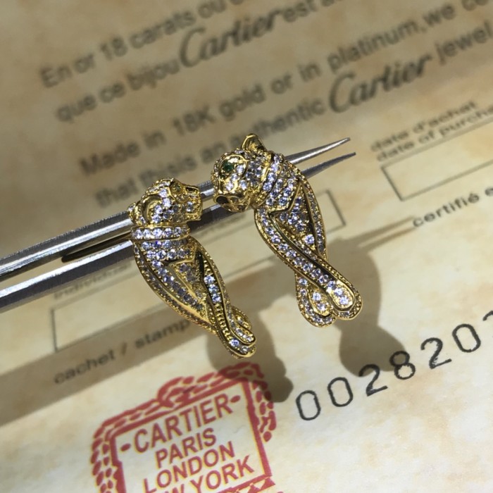 Cartier Leopard Earrings Full Diamonds