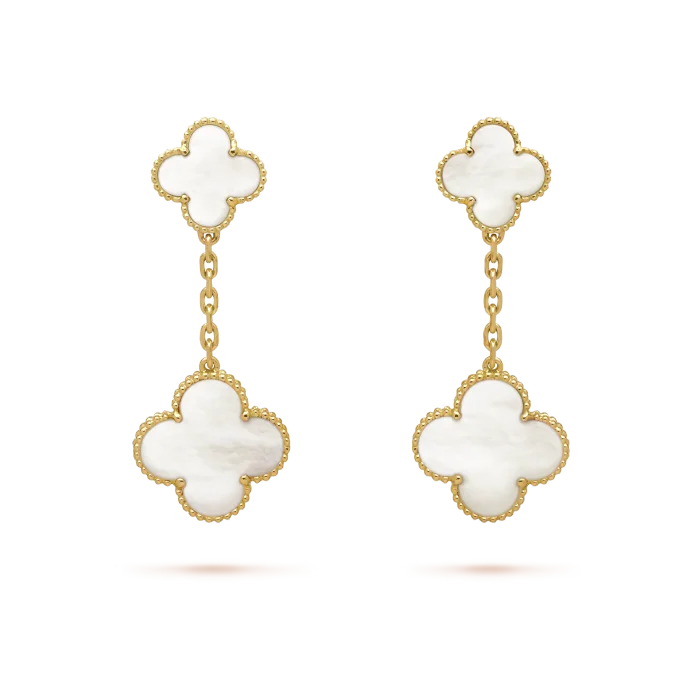 Van Cleef & Arpels Double Clover Stud Earrings, Magic Alhambra earrings, 2 motifs