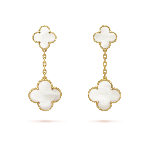 Van Cleef & Arpels Double Clover Stud Earrings, Magic Alhambra earrings, 2 motifs