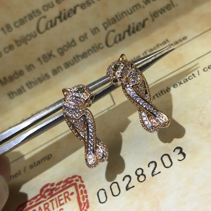 Cartier Leopard Earrings Full Diamonds