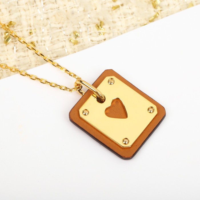 Hermes Card Necklace with Cowhide Leather