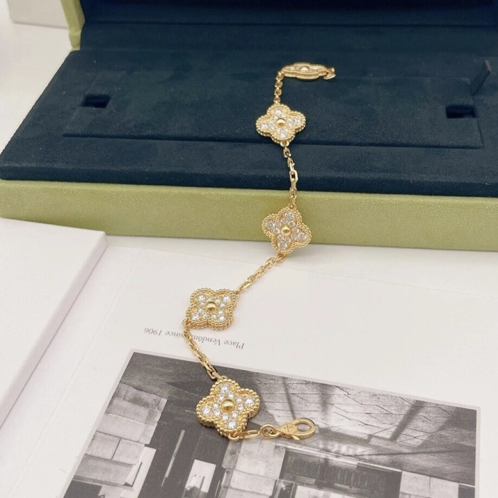 Van Alhambra Diamond Motif Bracelet 15mm Vintage