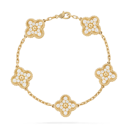 Van Alhambra Diamond Motif Bracelet 15mm Vintage