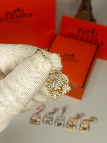 Hermes Bag Earrings, Diamonds, Gold & White Gold