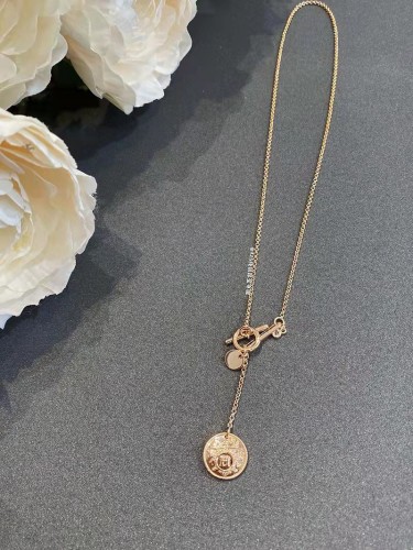 Hermes Coin Necklace, Rose Gold