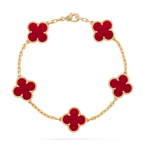 Van Alhambra Carnelian Motif Bracelet 15mm Vintage