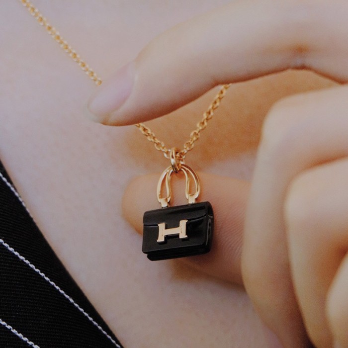 Hermes Black Bag Necklace