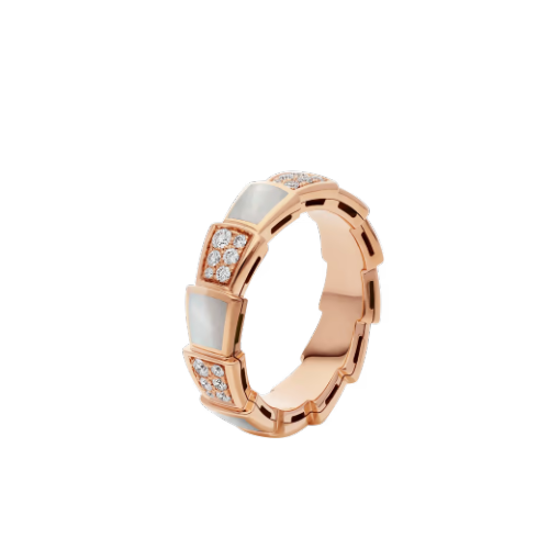 Viper Ring With Mother Of Pearl, Diamonds