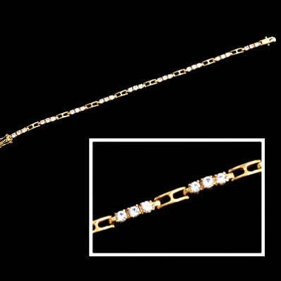 Vintage Rhinestones Bracelet Goldtone Links 1970S