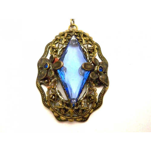 Vintage Necklace Blue Glass Downton Abbey Early 1920s