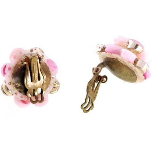 Vintage  Pink MOP & Gold  Earrings Clip Backs 1950s Japan