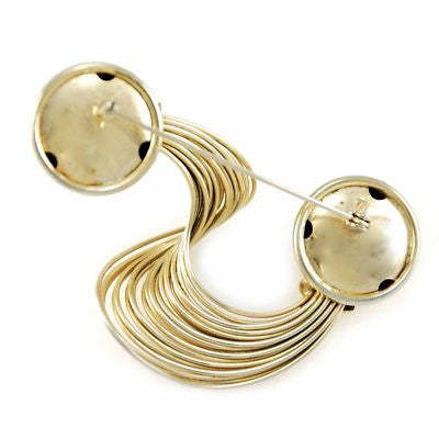 Vintage Brooch Huge Statement Gold Tone Abstract Swirl 1940S Large