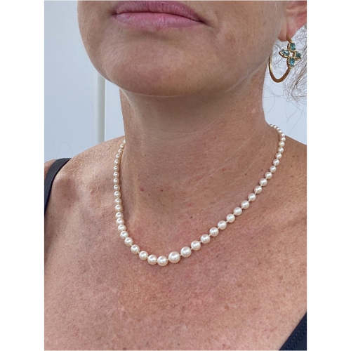 Vintage Necklace Genuine 3-5mm  Pearls W 10K Clasp
