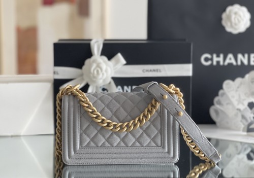 Chanel Leboy Small Size 20 Caviar Leather In Grey
