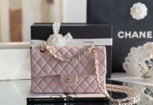(Authentic Quality)Chanel Classic Flap Inside Stitch Small Size 23 Caviar Leather In Purple Pink