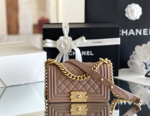 (Authentic Quality)Chanel Leboy Small Size 20 Caviar Leather In Caramel