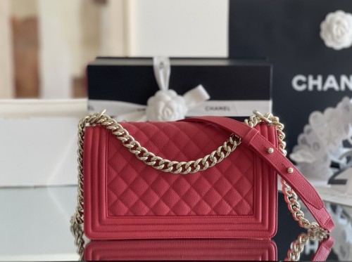 (Authentic Quality)Chanel Leboy Medium Size 25 Caviar Leather In Red