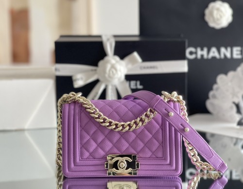 (Authentic Quality)Chanel Leboy Small Size 20 Caviar Leather In Purple