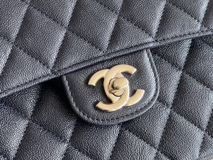 (Authentic Quality)Chanel Classic Flap Outside Stitch Medium Size 25.5 Soft Caviar Leather In Dark Blue