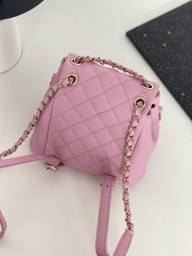 (Authentic Quality) Chanel 23P Duma Backpack Caviar 17 Handmade In Sakura Pink