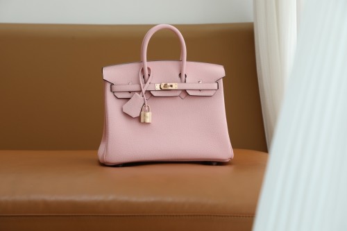 Hermes Birkin 25 Togo Leather Handmade Bag In Rose Sakura