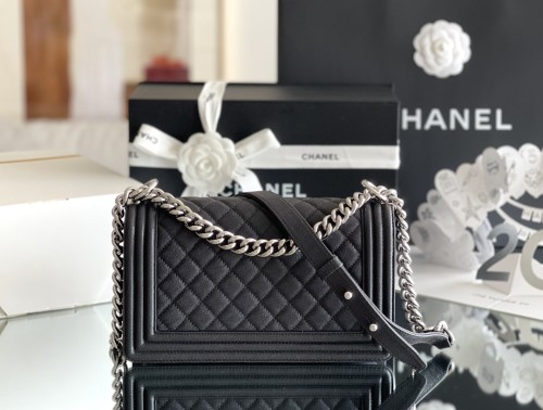 Chanel Leboy Medium Size 25 Caviar Leather In Dark Grey