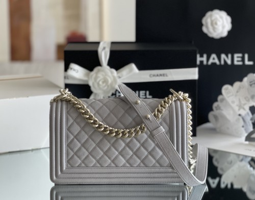 Chanel Leboy Medium Size 25 Caviar Leather In Glacier Grey