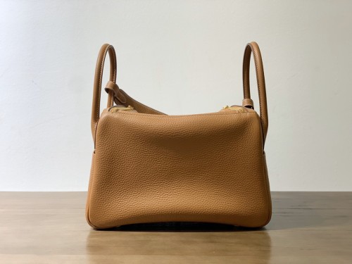 Hermes Lindy 30 Togo Handmade Bag In Gold