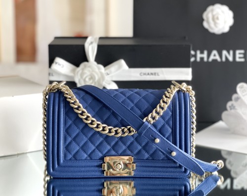 (Authentic Quality)Chanel Leboy Medium Size 25 Caviar Leather In Electric Blue