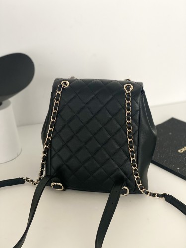 Chanel 23A Duma Backpack Baby Calf Size 17 Handmade In Black