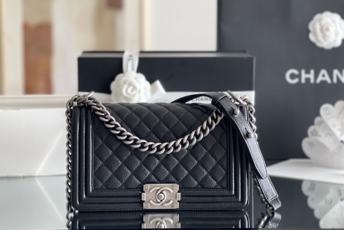Chanel Leboy Medium Size 25 Caviar Leather In Black