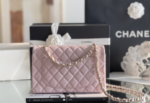 (Authentic Quality)Chanel Classic Flap Inside Stitch Small Size 23 Caviar Leather In Purple Pink