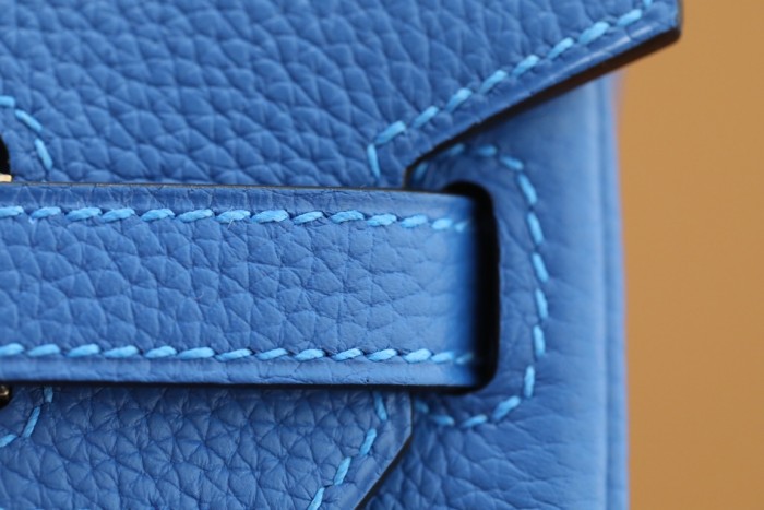 Hermes Birkin 25 Togo Leather Handmade Bag In Bleu France