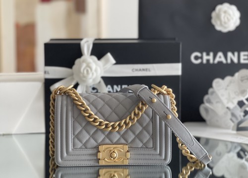 Chanel Leboy Small Size 20 Caviar Leather In Grey