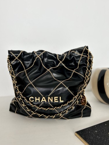 Chanel 22Bag Small 35 Cow Leather Handmade In Black
