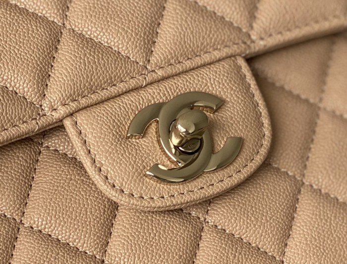 (Authentic Quality)Chanel Classic Flap Small Size 23 Soft Caviar Leather In Beige