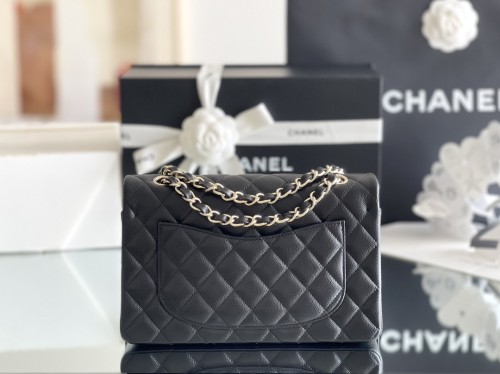Chanel Classic Flap Inside Stitch Small Size 23 Caviar Leather In Black