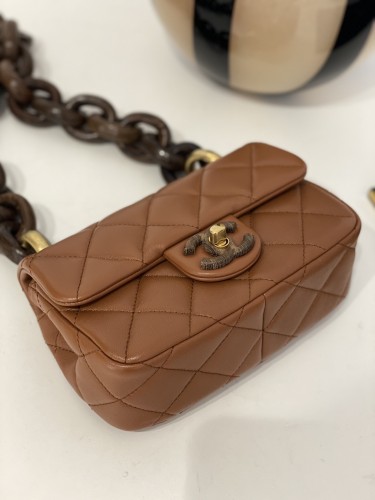 (Authentic Quality) Chanel 23A Mini 17 Lamb Handmade In Brown